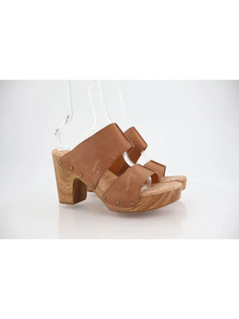 Kork-Ease Womens Darra Sandals Platform Block Heel Brown Slide Slip On Wooden 11